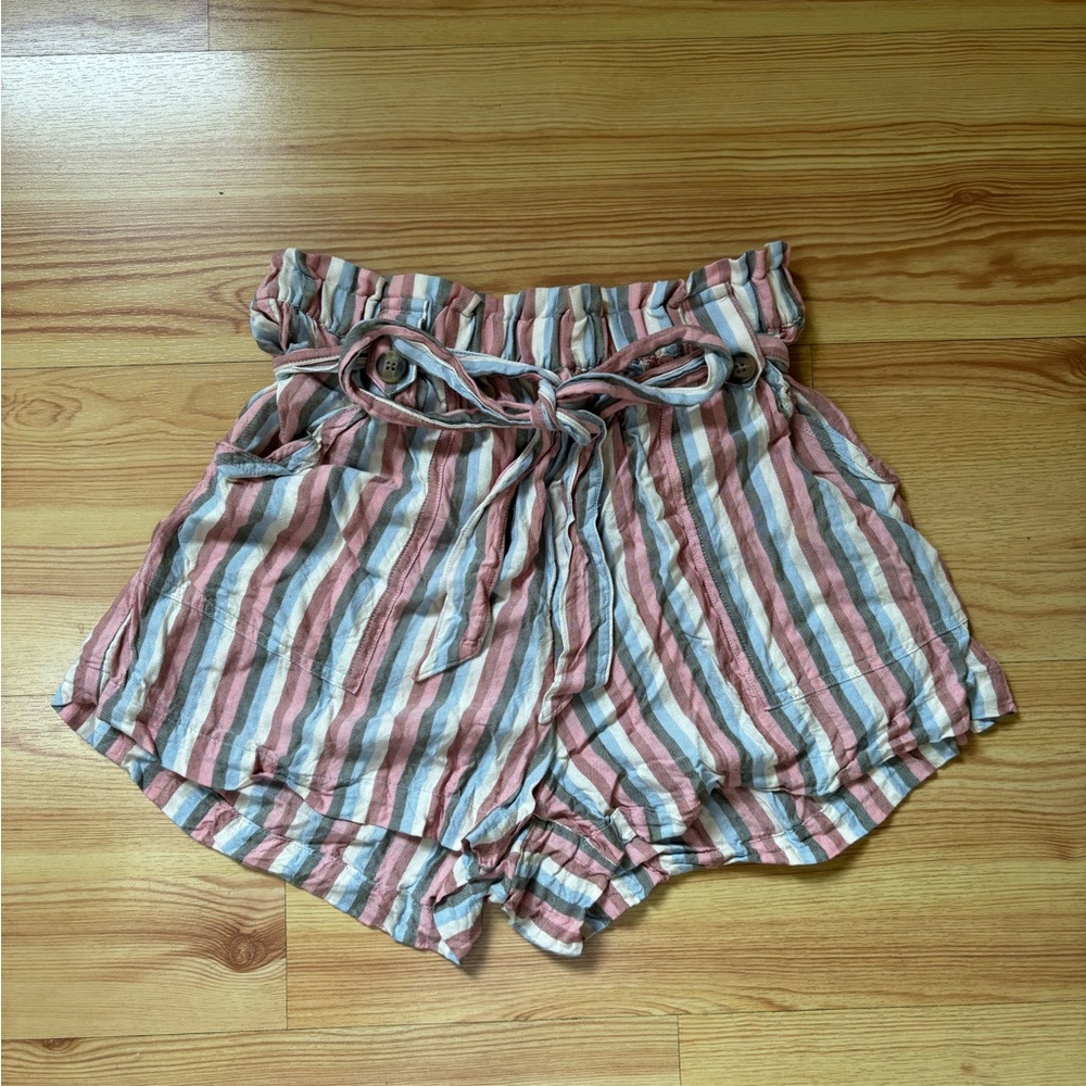 American Eagle Multicolor Striped High Waist Comfy Shorts with Pockets